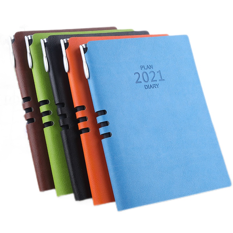 优必利 2022效率手册A5年历本 日程本 笔记本记事本 计划本 笔记本子365日工作本 送签字笔 可定制logo 棕色