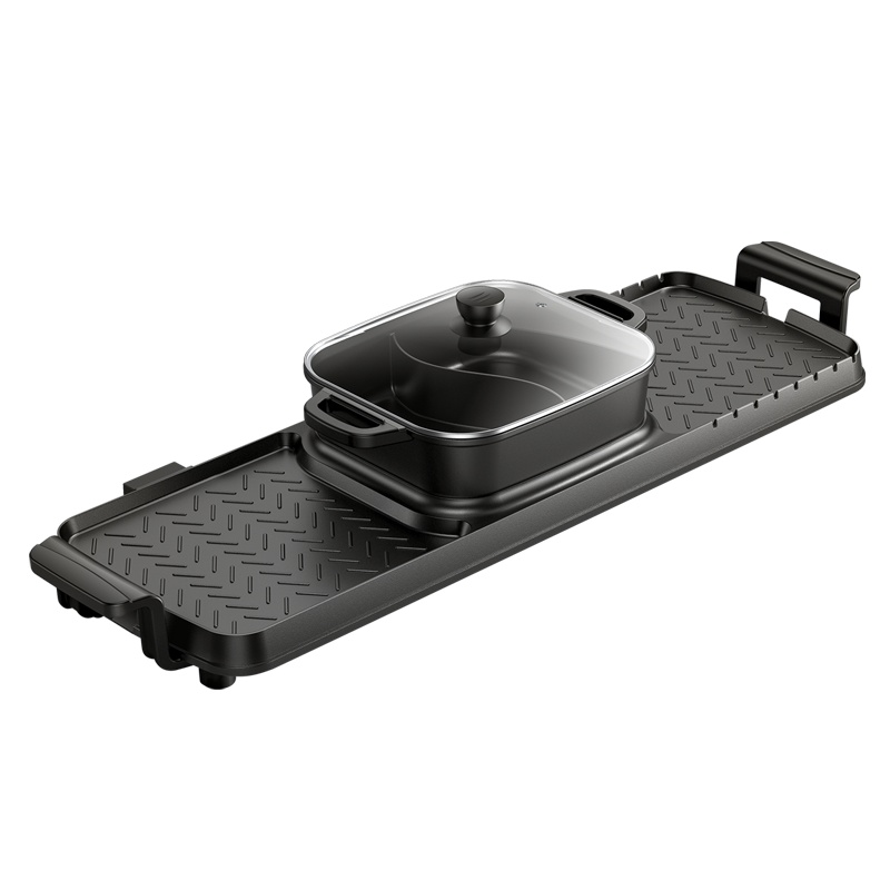 奥然家用韩式火锅烧烤一体锅多功能烤肉机烤鱼盘炉涮烤无烟烤盘电(双边烤盘可分离)