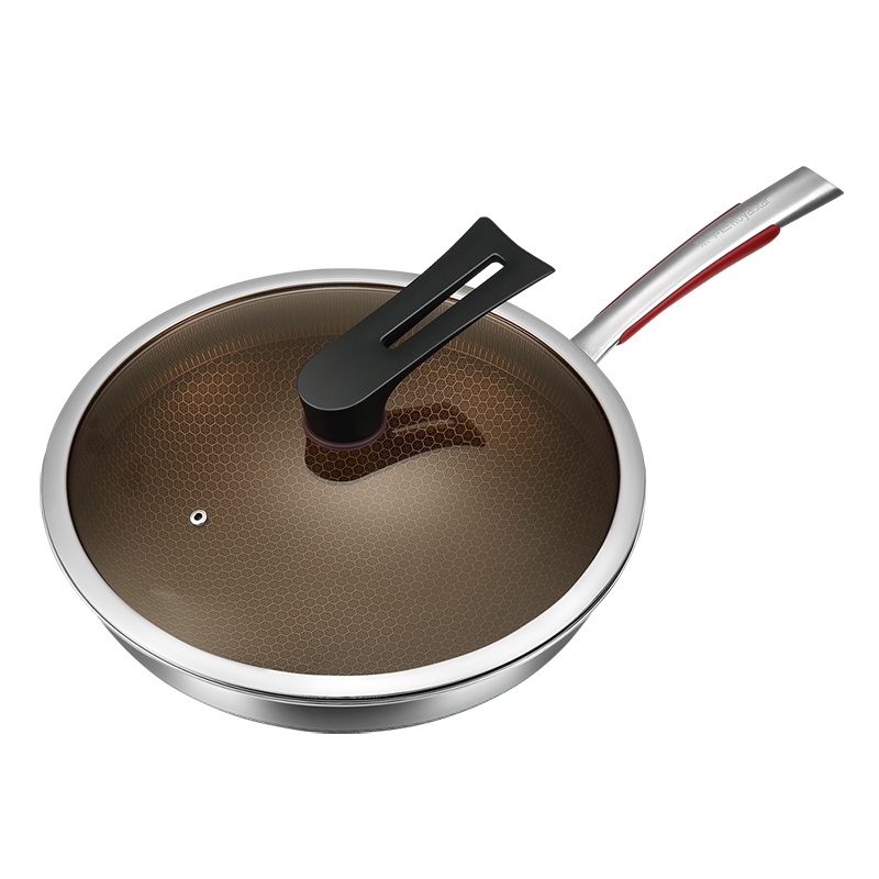 荣事达(Royalstar)不粘锅炒锅家用316不锈钢炒菜锅电磁炉煤气灶专用平底锅锅具 配蒸屉