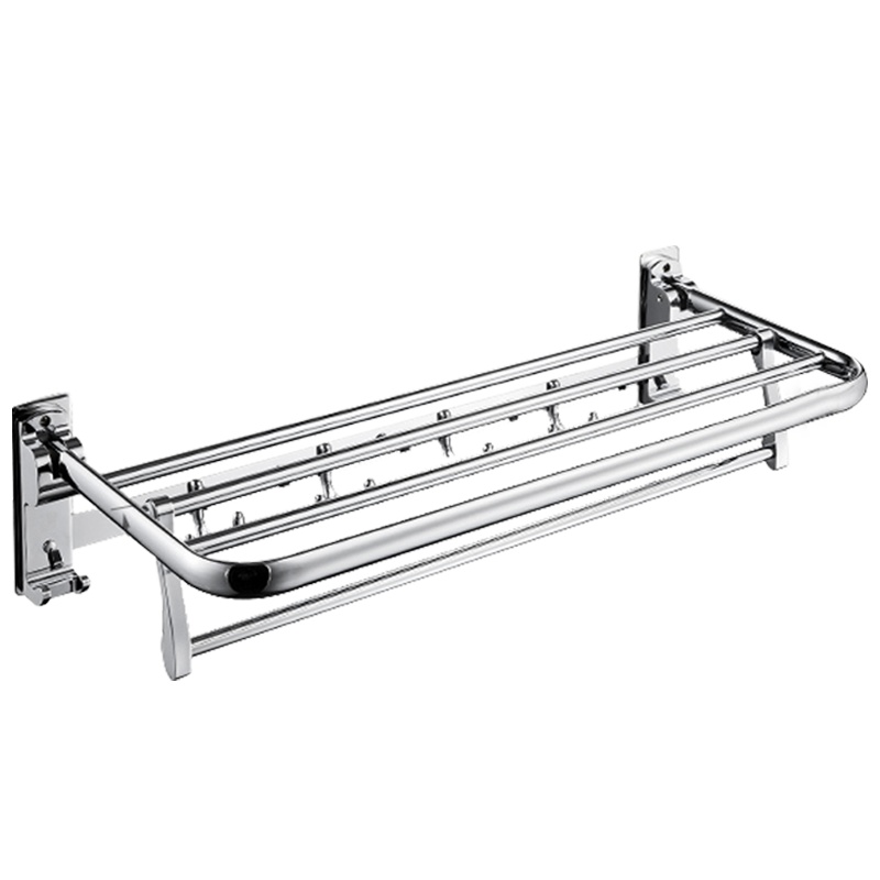 慕亚免打孔不锈钢毛巾架折叠浴巾架厕所卫生间浴室置物架卫浴五金挂件
