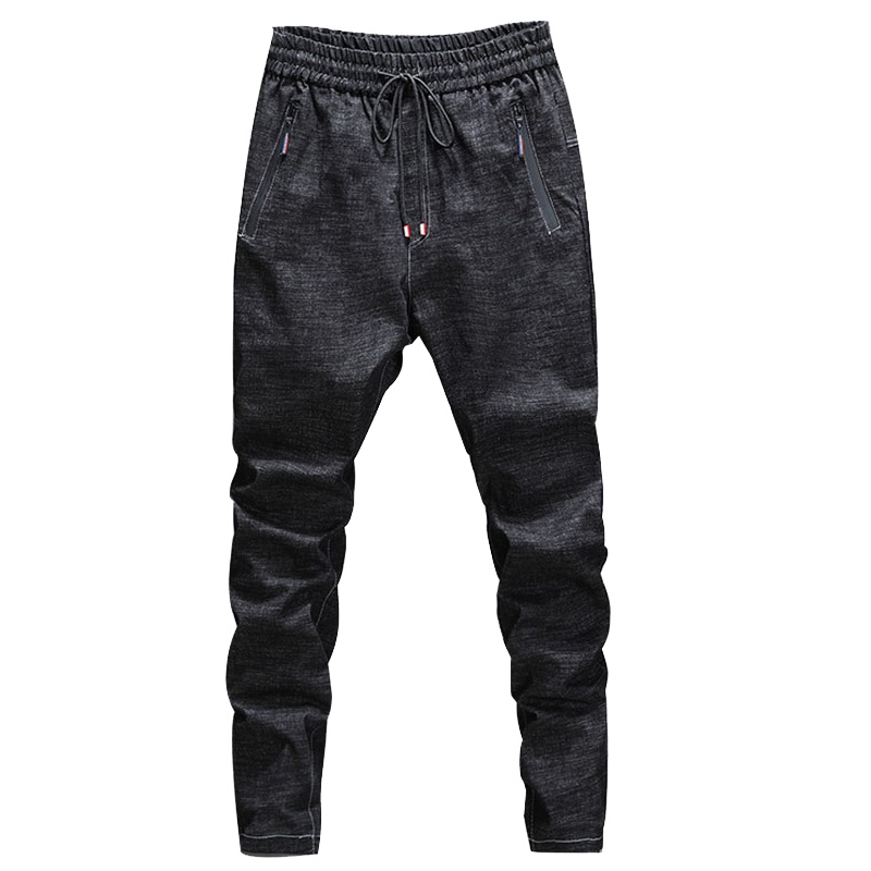 PMMP牛仔裤男秋季大码宽松松紧腰男裤加肥加大修身休闲潮肥佬男士裤子