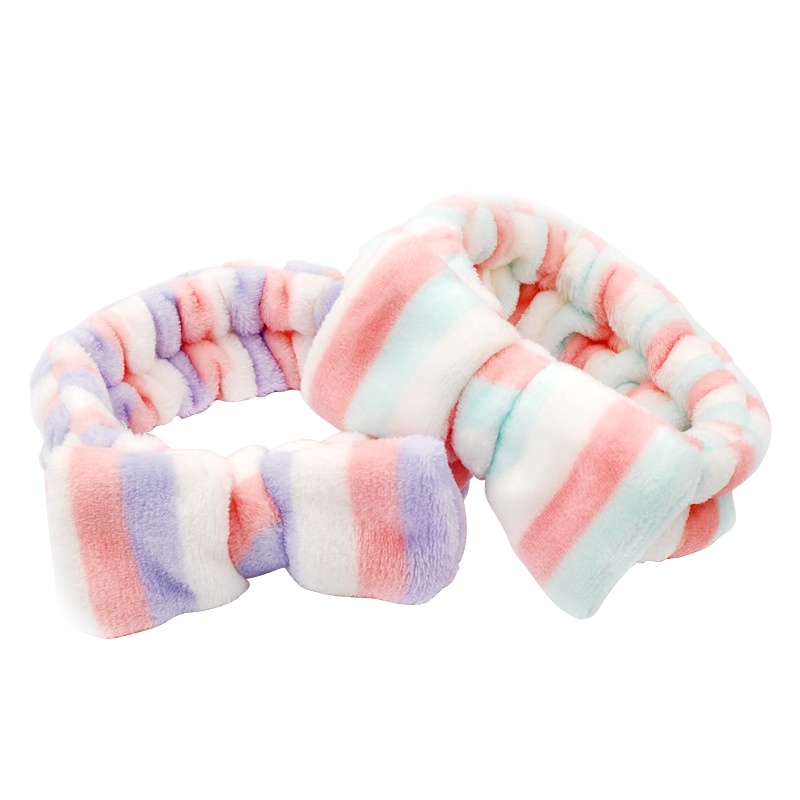宜洁 洗脸发带女束发带卡通可爱简约甜美百搭头饰女珊瑚绒束发带*2组 Y-9654