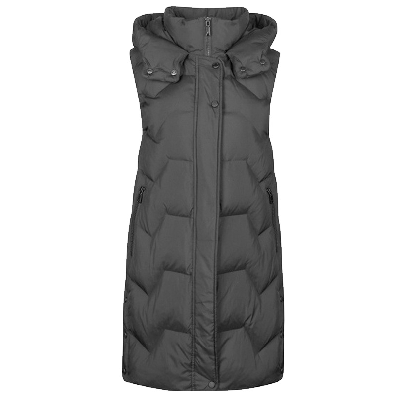 专柜同款拉夏贝尔无袖羽绒服女中长款时尚背心2019秋冬季新款韩版连帽上衣10021568