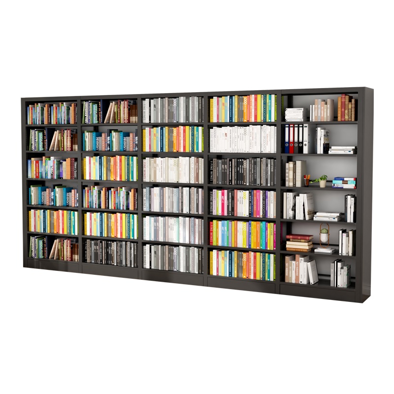 臻远6层钢制书架 单面一列五组黑色