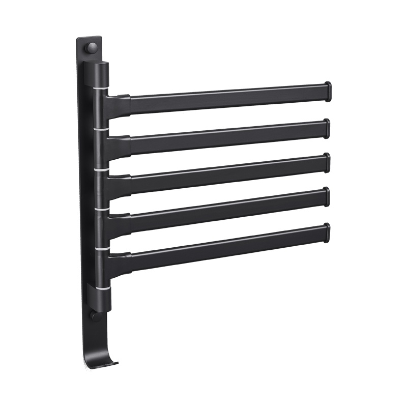 尔沫毛巾架免打孔太空铝卫生间浴室挂架置物架太空铝旋转创意毛巾杆晾