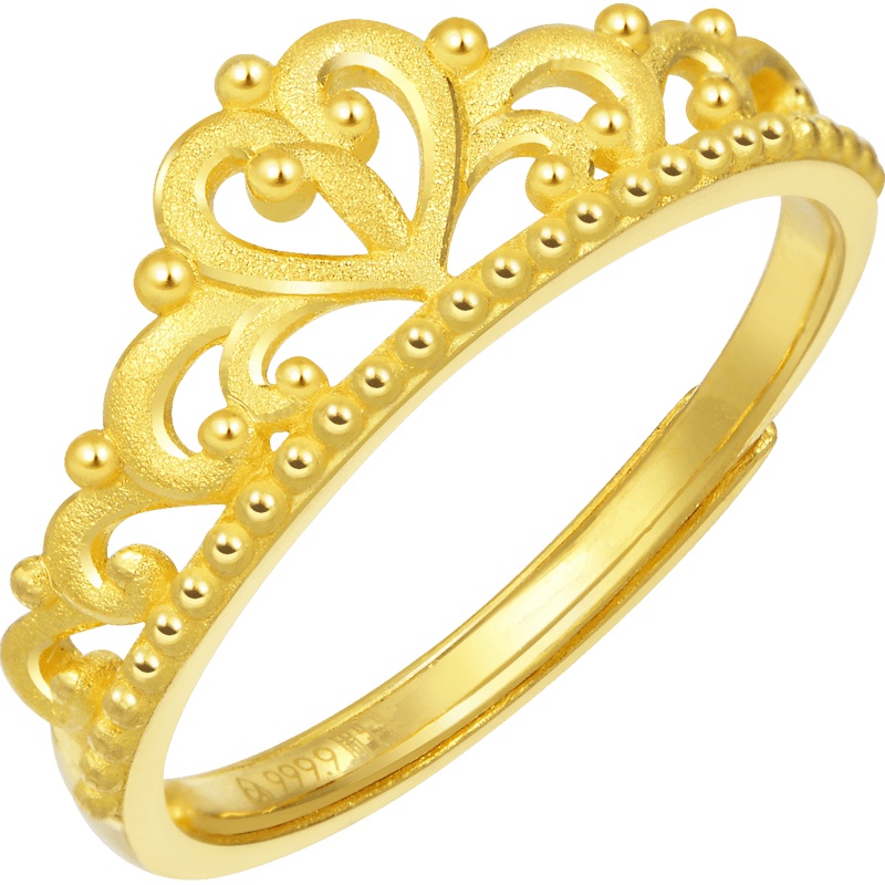 送女友 周生生(CHOW SANG SANG)金足金Love Decode 爱情密语皇冠戒指 90227R计价