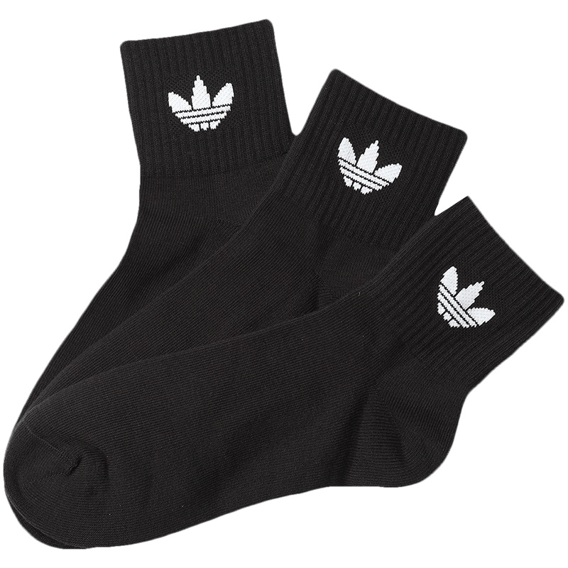阿迪达斯三叶草男女袜子LOGO款情侣袜三双装运动袜FM0643