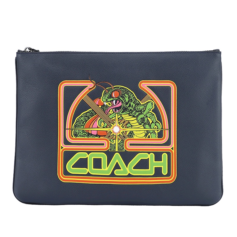 COACH 蔻驰 奢侈品 男士黑色皮革大号手包生日礼物