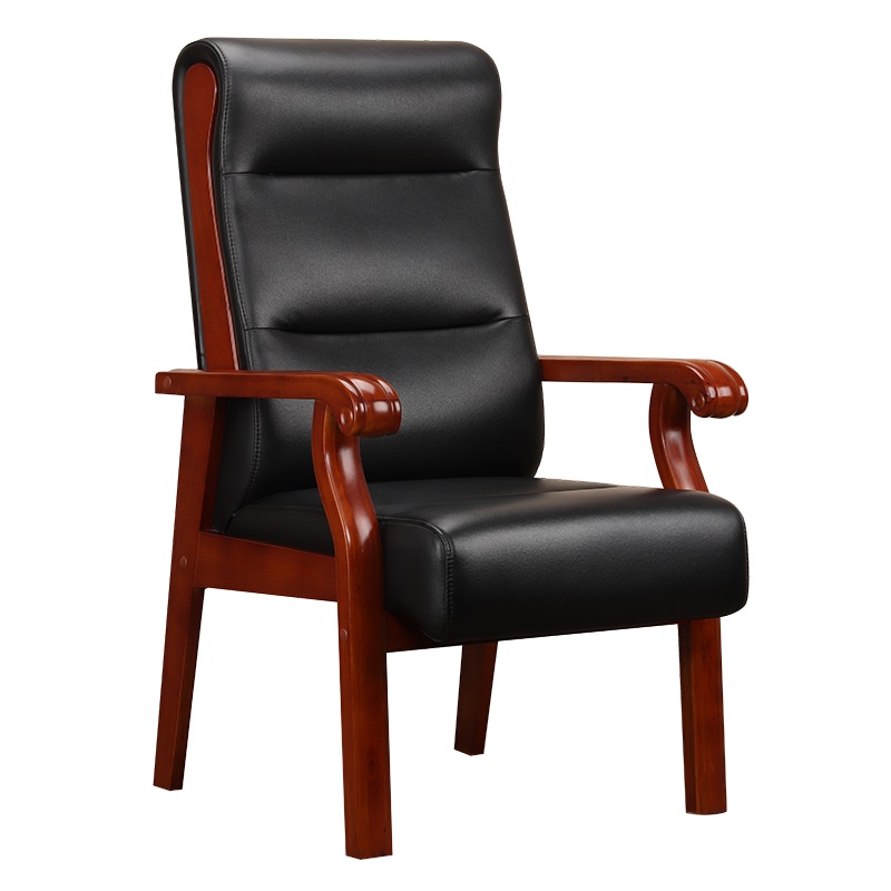 巨高办公家具橡木靠背椅西皮实木会议椅