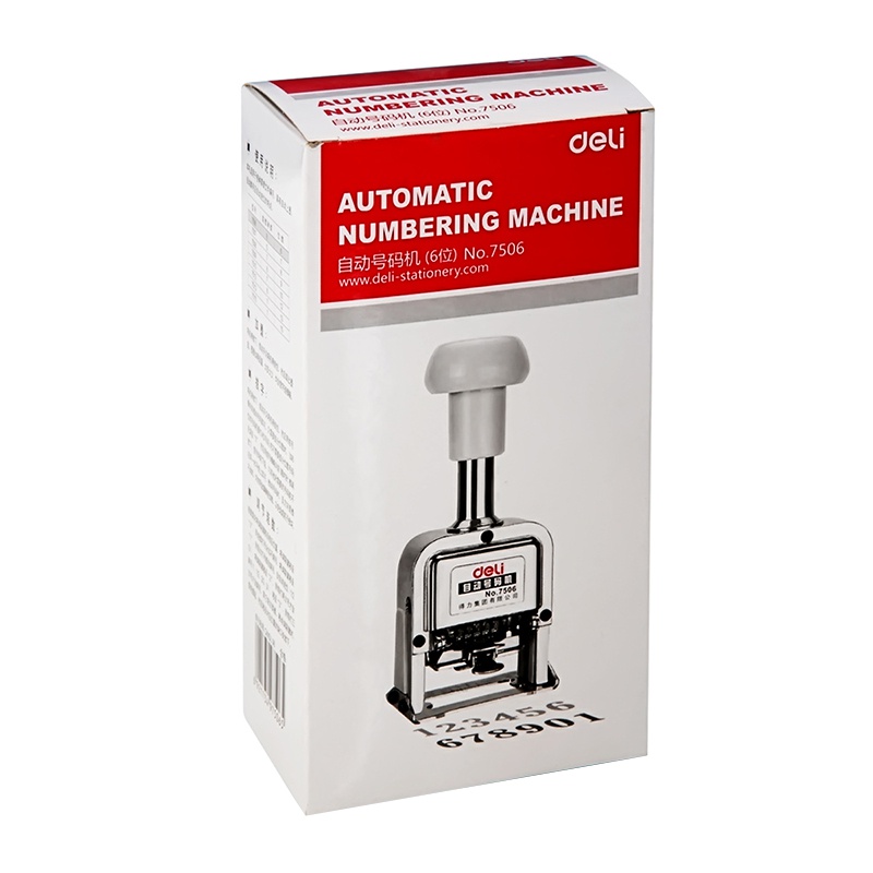 得力(Deli)7506号码机 自动打码机6位数日期印 页码器银行数字印章印章/号码机