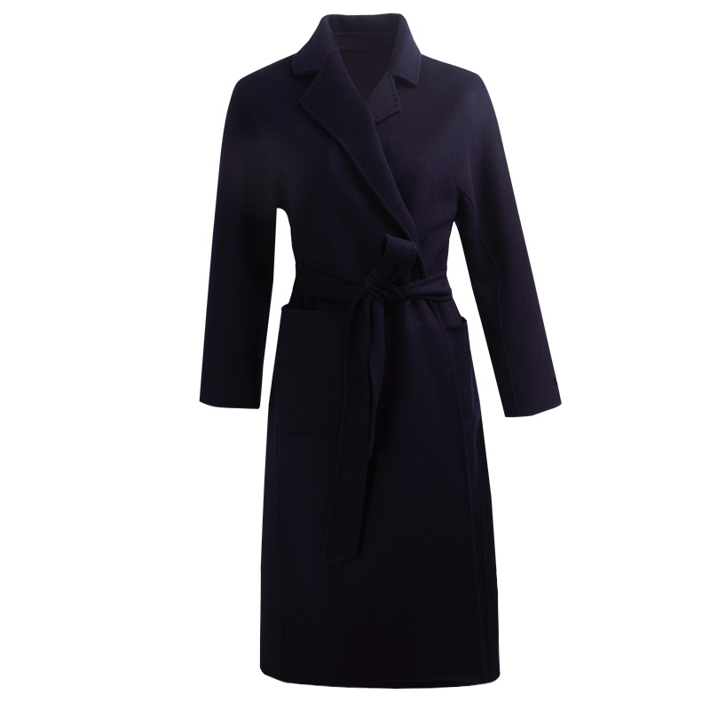 晚白 新款收腰显瘦双面羊毛呢大衣外套中长款简约通勤气质