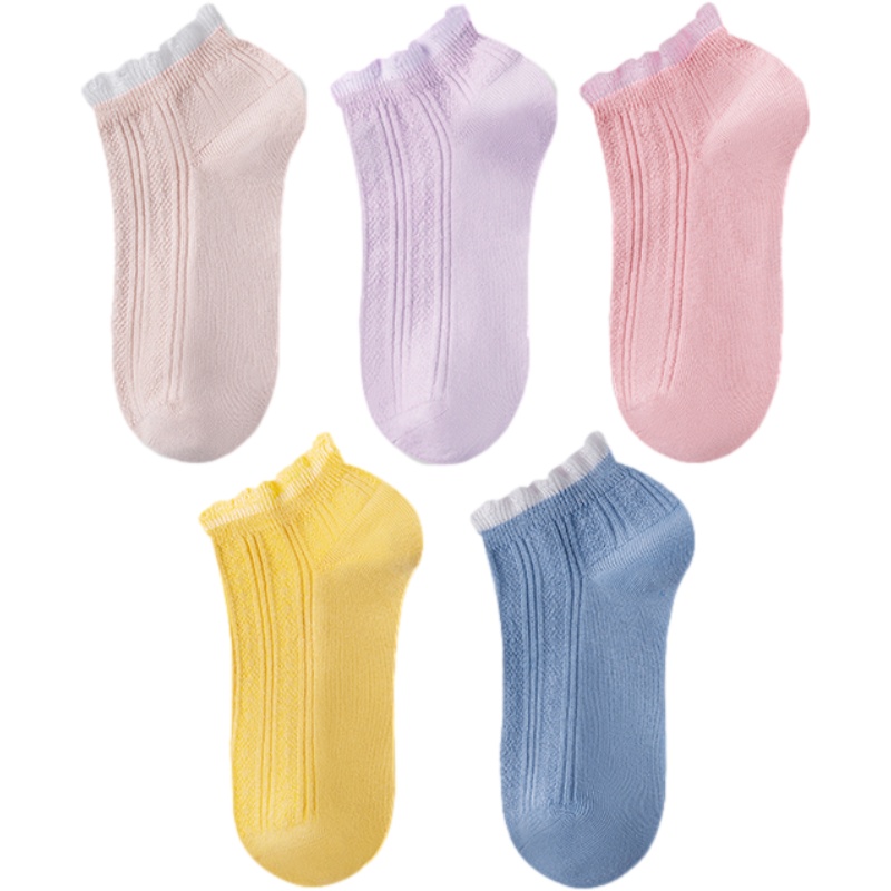 蓓乐妃袜子女夏季薄款短袜2021新款花边女短筒袜青少年学生春夏季时尚百搭低帮袜子