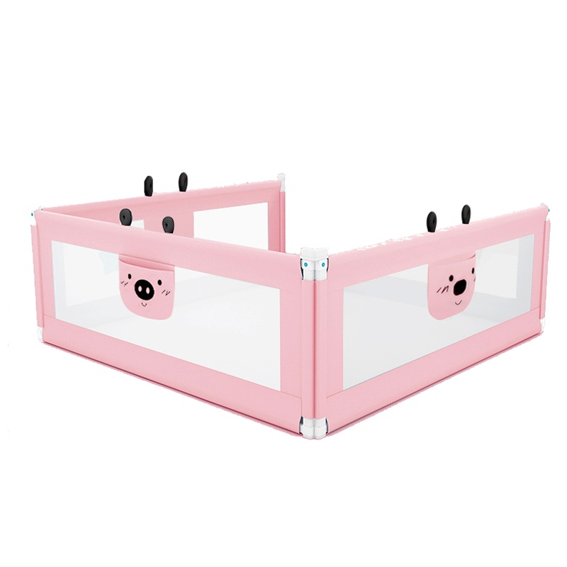 PAKEY婴儿童大床护栏床栏杆床边护栏床挡板宝宝床围栏防摔防掉垂直升降 2米+2米+1.5 粉色新款三面装