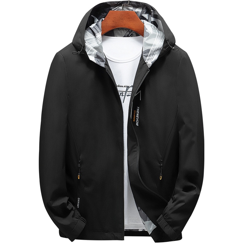 雅鹿新款连帽休闲舒适透气简约男士风衣外套204402083
