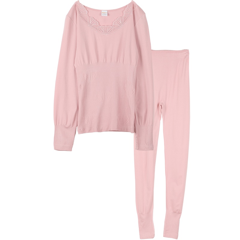 红豆居家(Hodohome)新款女士秋衣秋裤女式薄款美体打底棉毛衫蕾丝紧身内衣套装