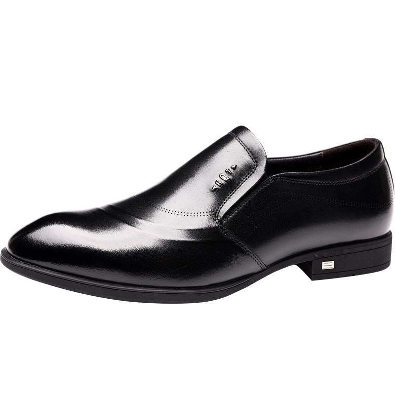 红蜻蜓男鞋秋新款真皮英伦商务正装皮鞋尖头套脚一脚蹬牛皮鞋