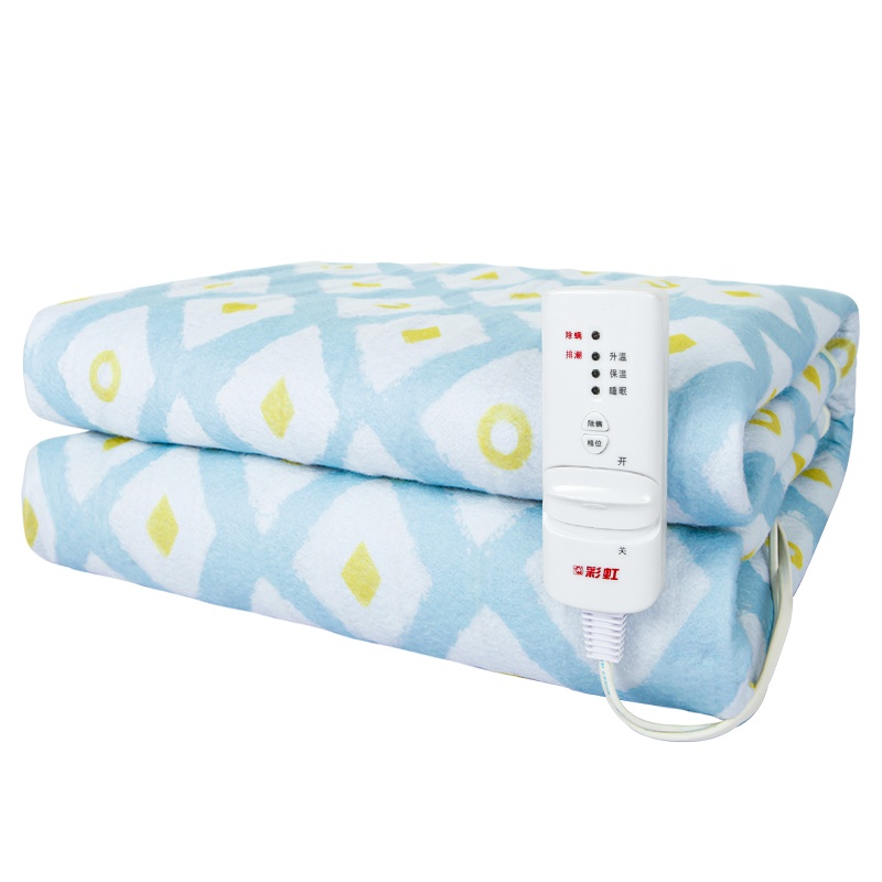 彩虹（RAINBOW）电热毯双人电褥子（1.6*1.3米）可除螨定时关闭安全辐射非水暖毯 官方旗舰店JD102-V2-H