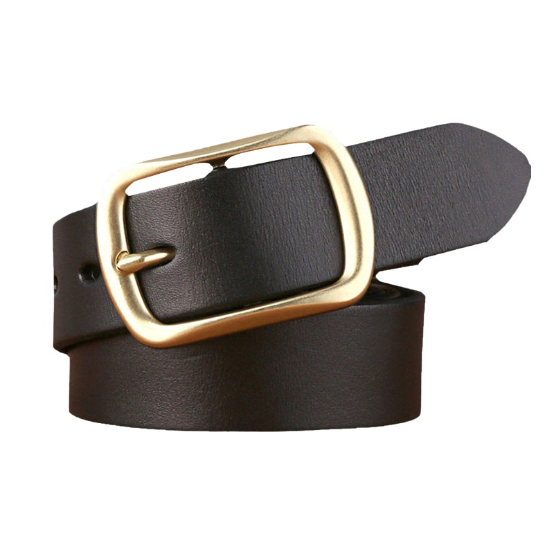 意大利头层牛皮纯铜扣皮带韩版简约百搭高档男士腰带腰封