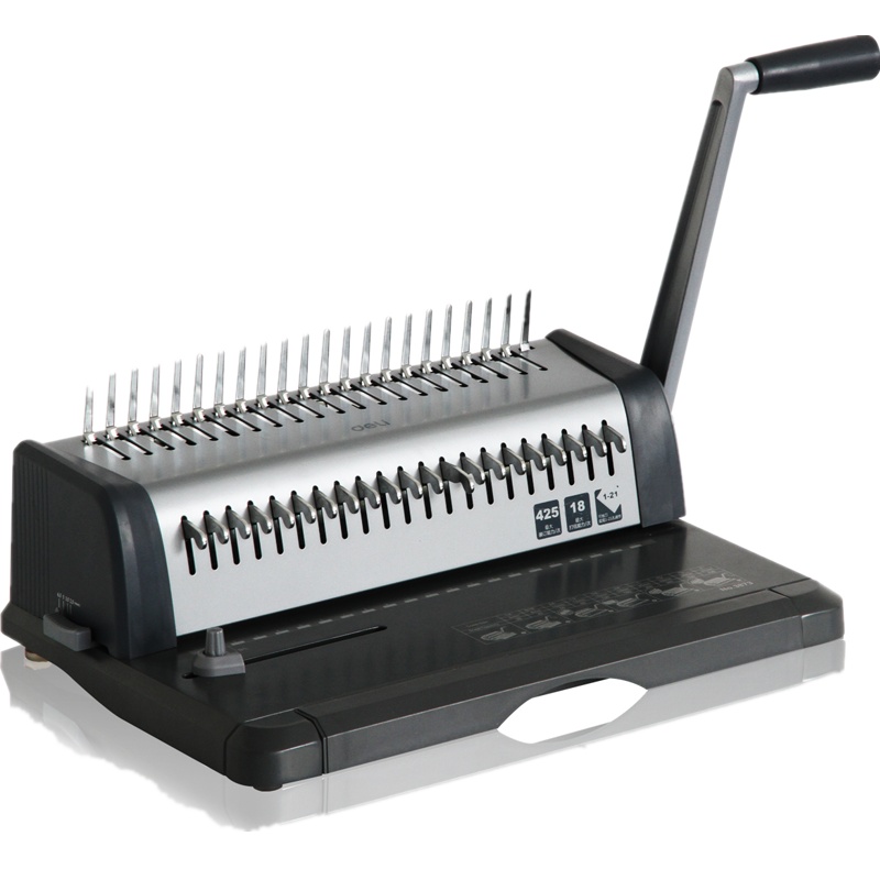 得力deli 3872手动装订夹条胶圈装订机 梳式文件打孔器 21孔打孔机合同装订 装订器