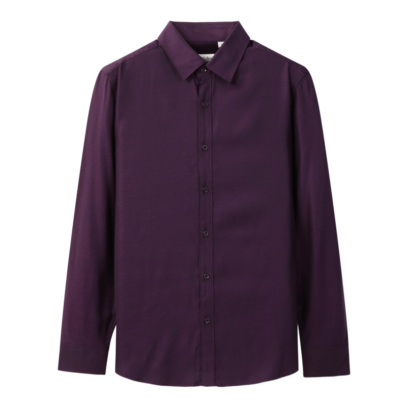 Artsdon/阿仕顿春秋款男装长袖衬衫青年休闲方领纯色衬衫