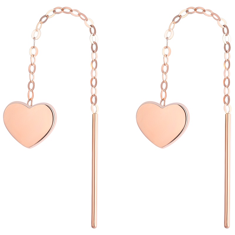 佰色传情(BRIR)18K金耳线女爱心Au750玫瑰金正品彩金耳环时尚瑞丽百搭韩版耳钉情人节生日约会送女友恋人礼物自带款