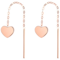 佰色传情(BRIR)18K金耳线女爱心Au750玫瑰金正品彩金耳环时尚瑞丽百搭韩版耳钉情人节生日约会送女友恋人礼物自带款