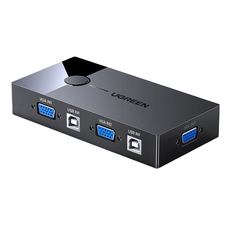 绿联 KVM切换器 VGA视频切屏器 二进一出台式机笔记本电脑显示器监控鼠标键盘USB打印机共享器bd