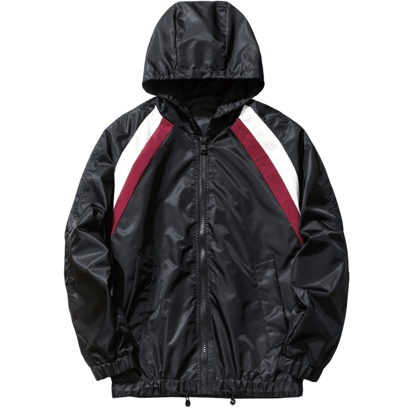 千纸鹤男装秋季新款时尚潮流撞色连帽宽松夹克外套男30206