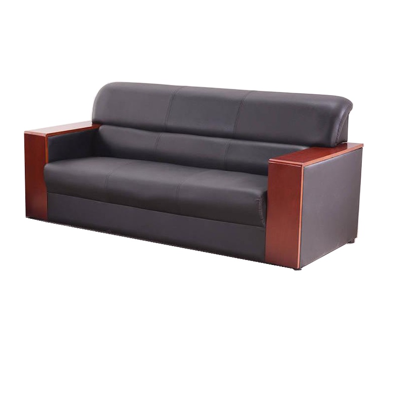 卡里鳄三人木质扶手皮艺沙发KLE—SSF04简易办公休闲洽谈会客沙发