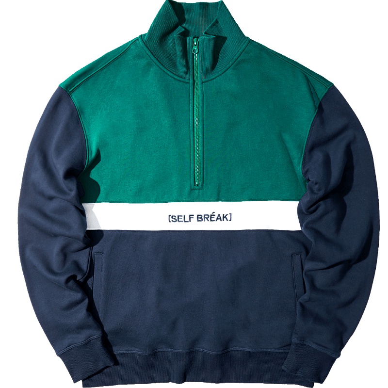 黑鲸简约立领拼色卫衣男2019春季复古风套头衫男CNZWJ19022A