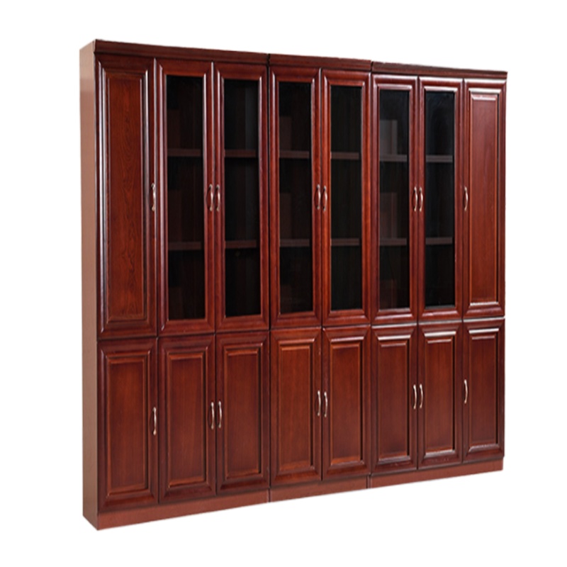 业飞油漆文件柜木质玻璃门QY-85书柜
