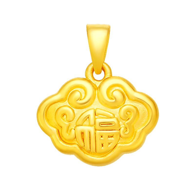 金一足金3D硬金如意福儿童锁包 黄金吊坠 宝宝金锁长命锁百天/周岁礼物(定价) ACB028