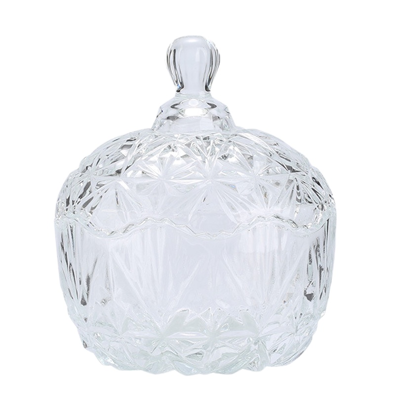 瓷尔 企业定制 水晶糖罐糖果盅储物罐糖罐欧式创意家用大号带盖透明干果糖缸罐子 24套起订 450ML
