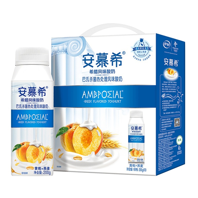 伊利安慕希黄桃燕麦燕麦仁酸奶早餐牛奶饮料200g*10瓶/箱