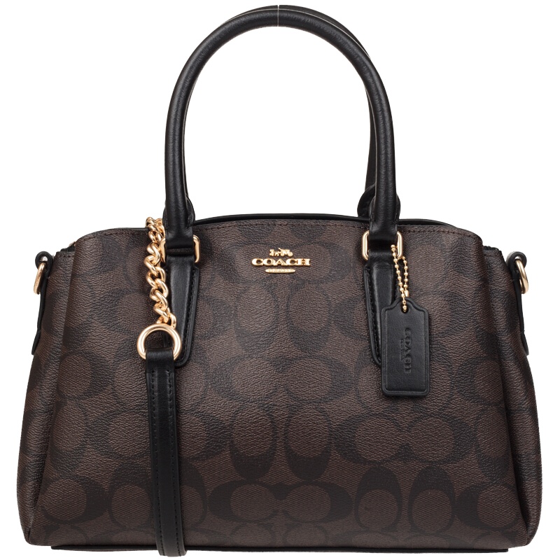 蔻驰coach女包手提包欧美时尚简约杀手包十字纹PVC箱型奢侈品女士单肩斜挎包