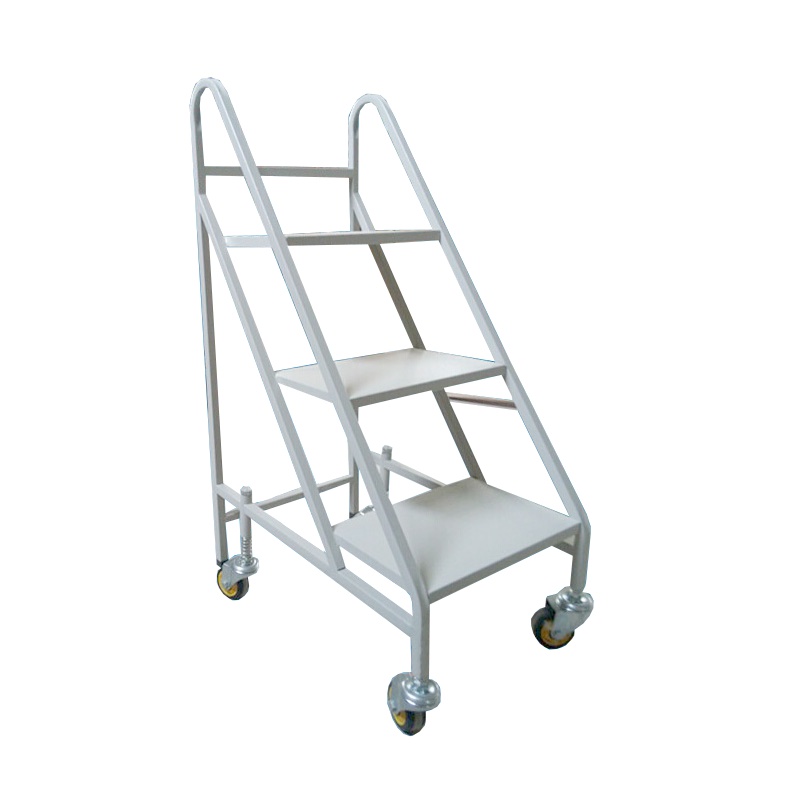 富和美(BNF)书馆书车书梯三层静音钢制V型T型平板移动档案小推车加厚登高梯 二层V型书车