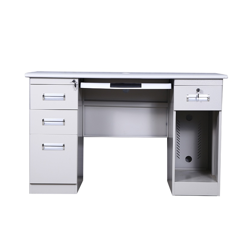豫亿腾 钢制四抽一门电脑桌 钢制办公桌 铁皮电脑桌 财务桌单人员工位写字台 书桌 带锁抽屉家用桌子 可定制