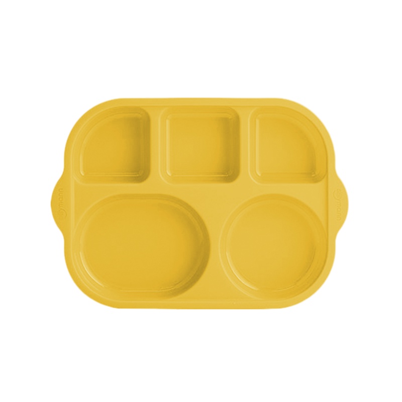 思利满Sillymann 宝宝碗婴儿碗 儿童易洗分格餐盘 防摔 黄色 铂金硅胶