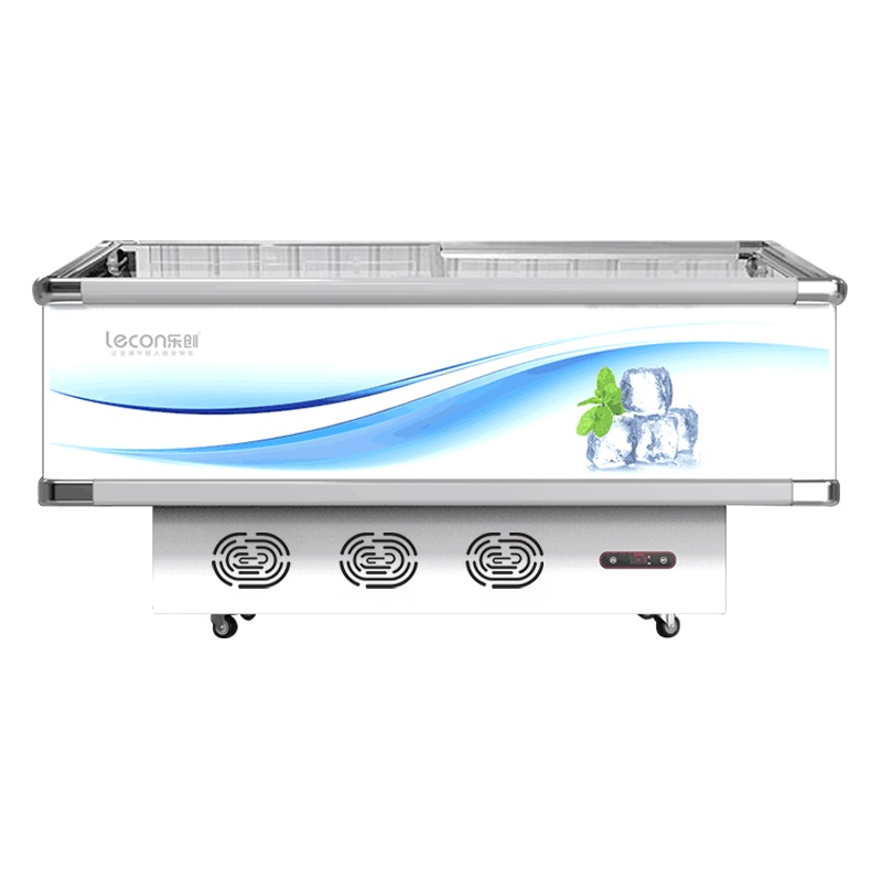 lecon/乐创 卧式岛柜冷冻商用大容量 超市食品展示柜鲜肉海鲜冰柜 1.2米单压缩机