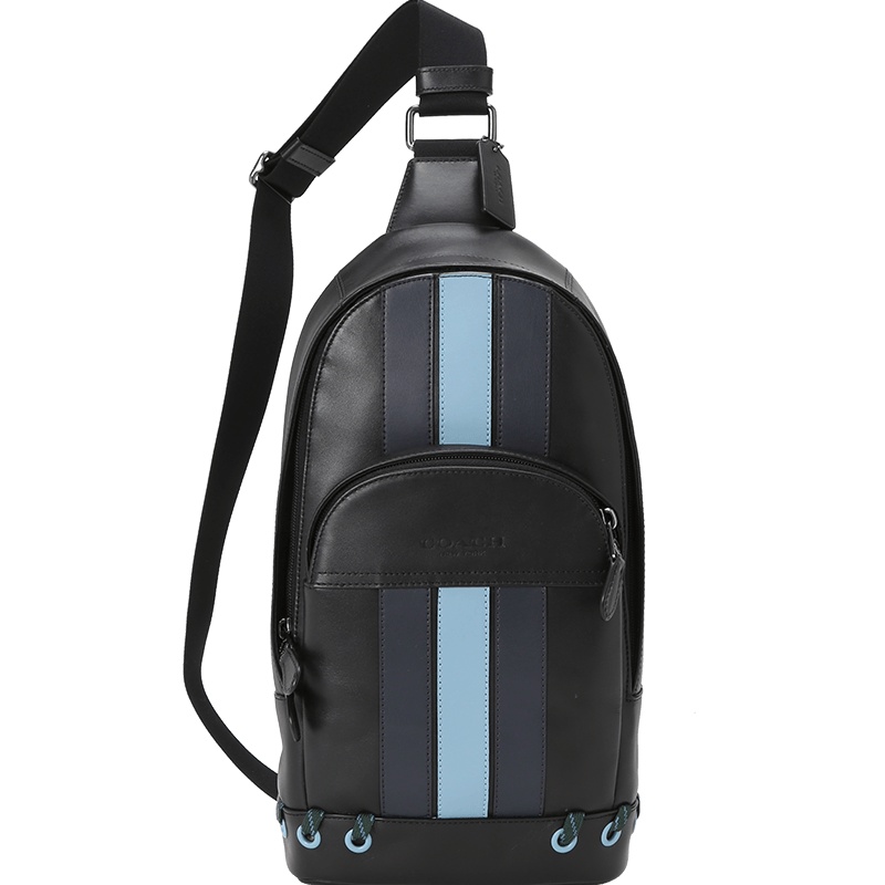 COACH/蔻驰 冬季新款男包条纹拼色斜挎胸包 F76867 20x37x7.5CM