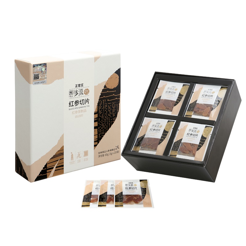 正官庄恩珍源东北长白山红参切片3g*20 4件组合 五年根高丽参 熟参 切片参 (Korean Red Ginseng)