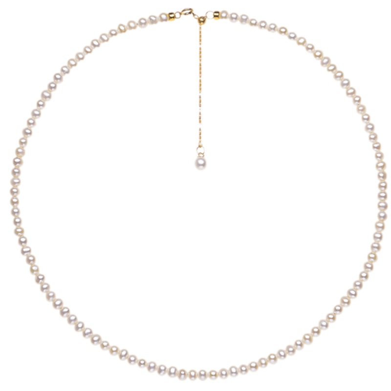 [Fin xin Ge]18K金baby天然淡水珍珠项链小粒 近圆极强光choker小心机锁骨链 38+5调节链