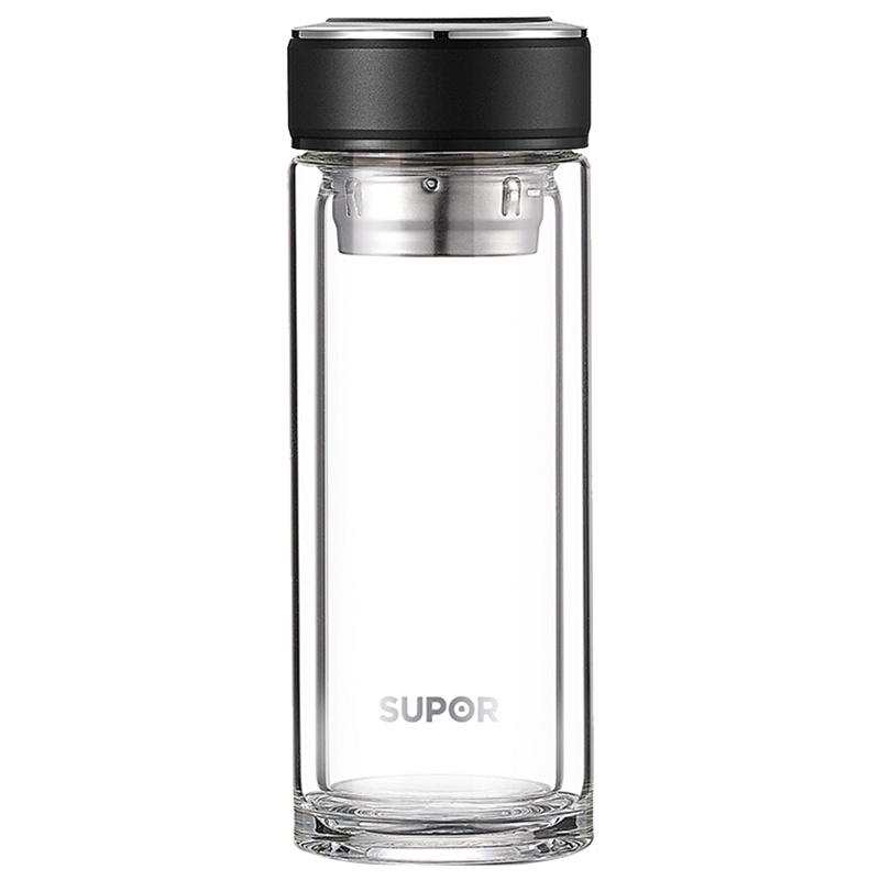 苏泊尔(SUPOR)随行耐热玻璃杯KC35CA1 商务办公出行便携可送礼水杯随行杯茶杯泡茶隔热健康双层高硼硅质感逸系列