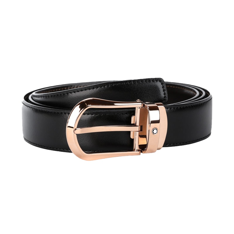 万宝龙(Mont Blanc) 双面自由剪 裁牛皮商务皮带 黑色/棕色 118426