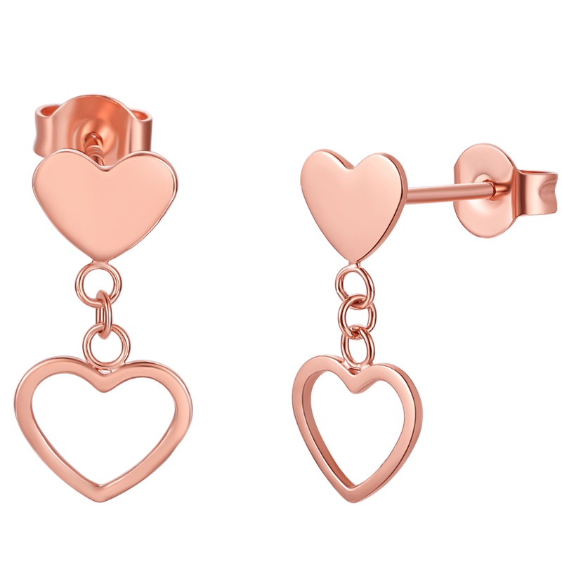 周大生彩金耳钉女正品新款时尚玫瑰金AU750爱心耳饰心形18K金耳饰