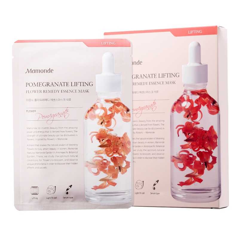 梦妆(Mamonde)花植研究亲肤鲜润石榴柔嫩弹力面膜25ml*5片 补水保湿 收缩毛孔 提亮肤色 舒缓紧致