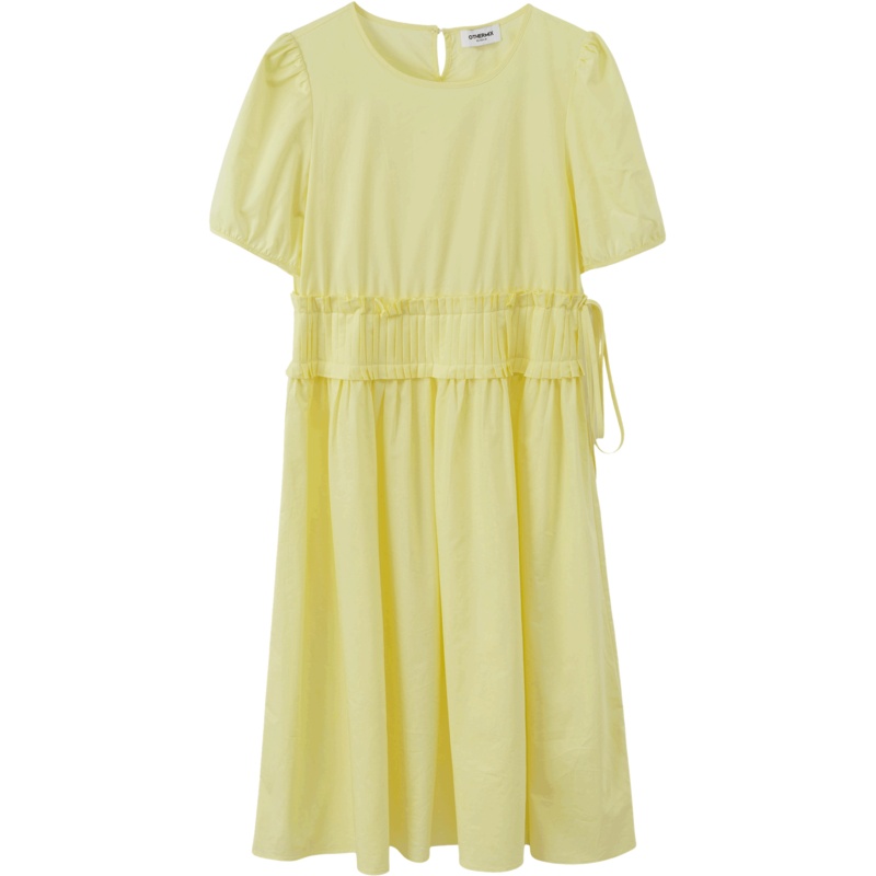 OtherMix小众设计感连衣裙2021年夏季新款泡泡袖女式纯色大摆裙子