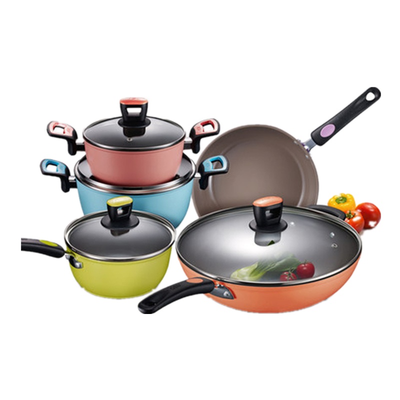 ASD/爱仕达 陶瓷不粘锅五件套套锅 韩式汤锅奶锅 炒煎锅锅具套装PL05B2Q电磁炉通用