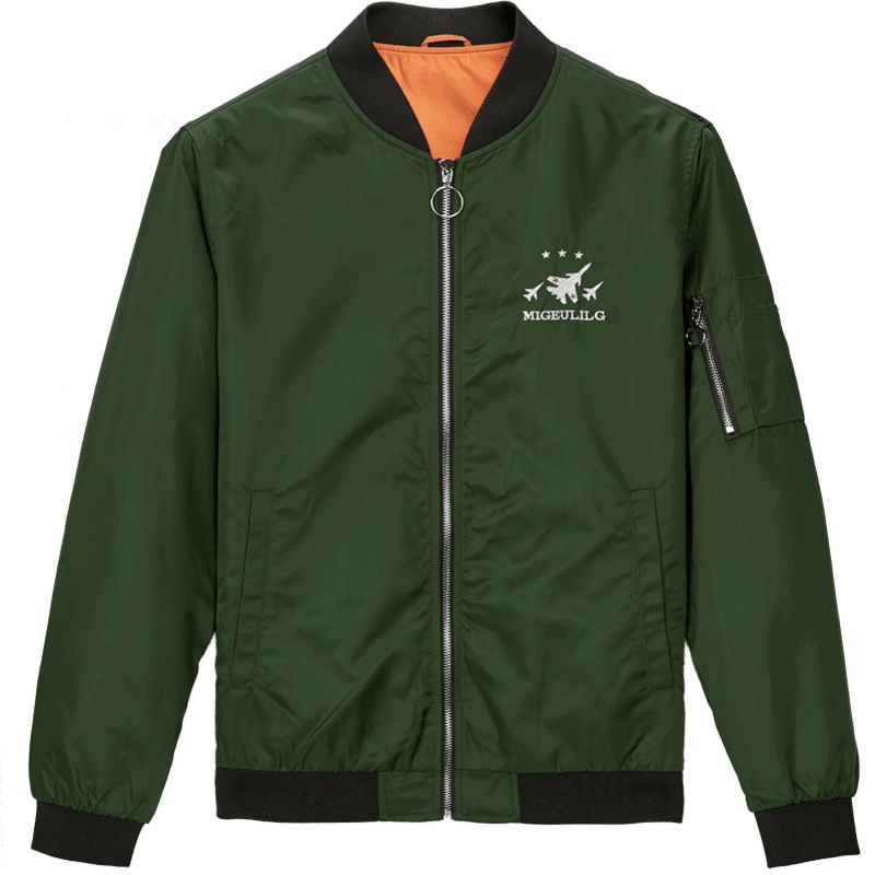 海一家2019秋季男士军风印花刺绣短款帅气棒球领夹克