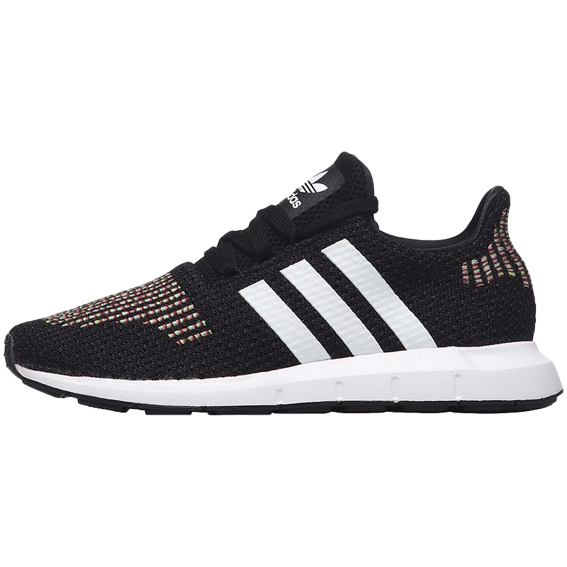 adidas阿迪达斯三叶草女子女士系带休闲鞋SWIFT RUN低帮运动鞋 CQ一号黑色